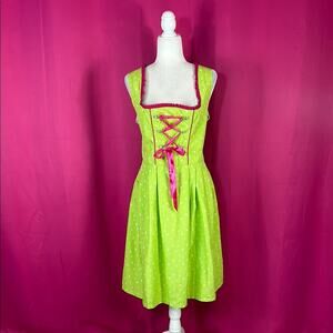Jonina lime green and hot pink dirndl dress, size 42 or L